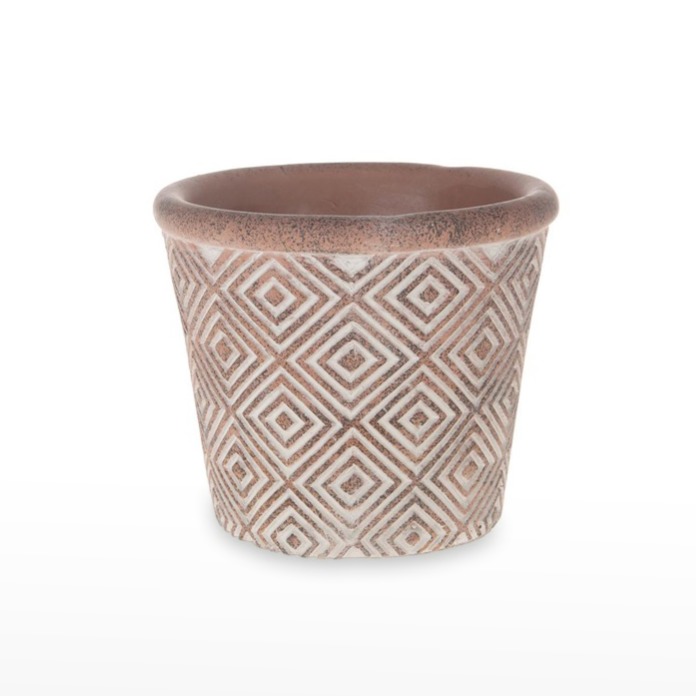 Vaso "Terracota" com adornos a branco